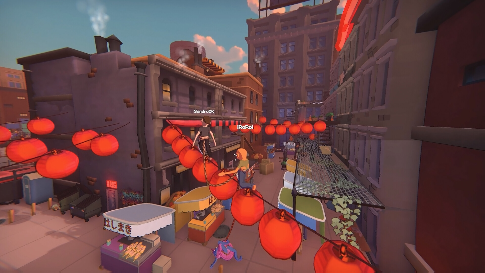 Rooftop Japanese Red Lanterns